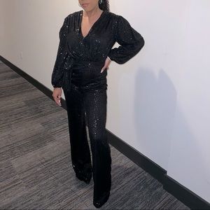 All Black Sequin Jumpsuit